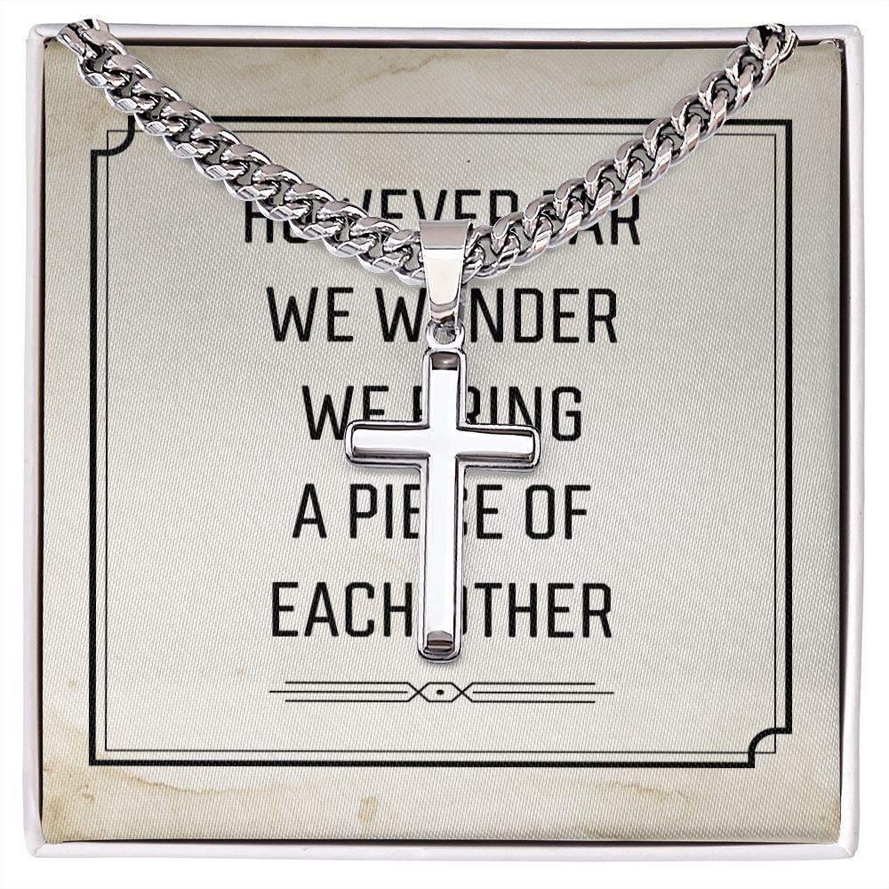 However Far We Wander Artisan Cross Cuban Chain Two-Tone Box
